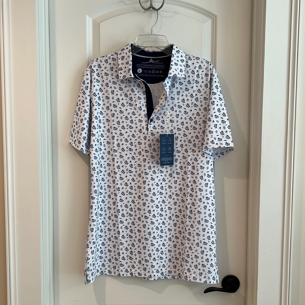 Boston Scott 'Forget Me Not' Four Button Golf Shirt